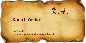 Karai Andor névjegykártya